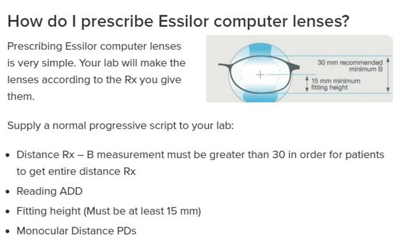 Essilor Varilux линзы для работы за компьютером(добавить+ 1,50-2,50) прогрессивные офисные линзы(Макс промежуточное видение для работы