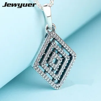 

New autumn Geometric Lines Pendant Necklaces for Women 925 Sterling Silver link chain Necklace Women Fine Jewelry Jewyuer NC029