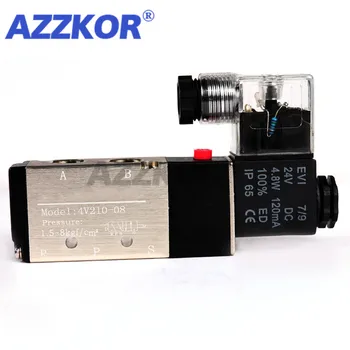 

4V210-08 High Quality Pneumatic Solenoid Valve Gas Control Valve Two-position Five-way Pneumatic Component 3/8"DC12/24 AC110/220