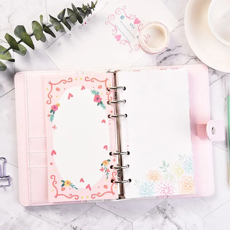 Sharkbang 101 Sheets A5 A6 A7 Loose Leaf Notebook Girls's Mind Refill Spiral Binder Inner Pages Line Grid Blank Agenda Full Set 2