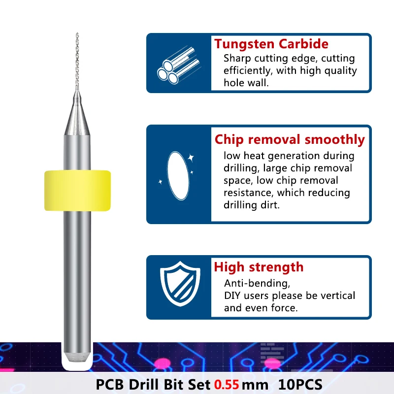 XCAN 10 шт 0 55 мм CNC Карбид PCB мини сверла для печатной платы|drill bits metric|drill sawdrill bit pcb |