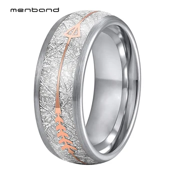 

Mens Womens Tungsten Carbide Rings With White Meteorite Rose Arrow Inlay 8MM Ring Box Available