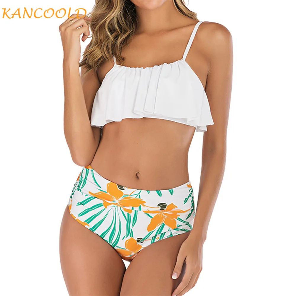 KANCOOLD Women Clothes High Waisted Swimwear For Ladies Ruffle Sling Summer Backless Split Swimsuit Maillot De Bain Femme 2019