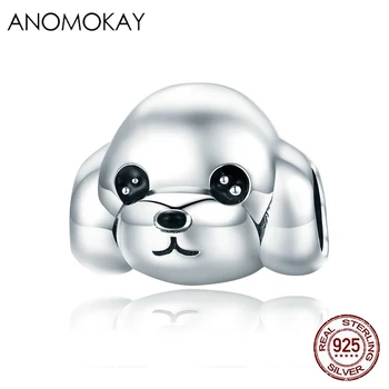 

Anomokay 100% 925 Sterling Silver Adorable Poodle Dog Charm fit Women Bracelets & Necklaces S925 Silver Animal Bead Jewelry Gift