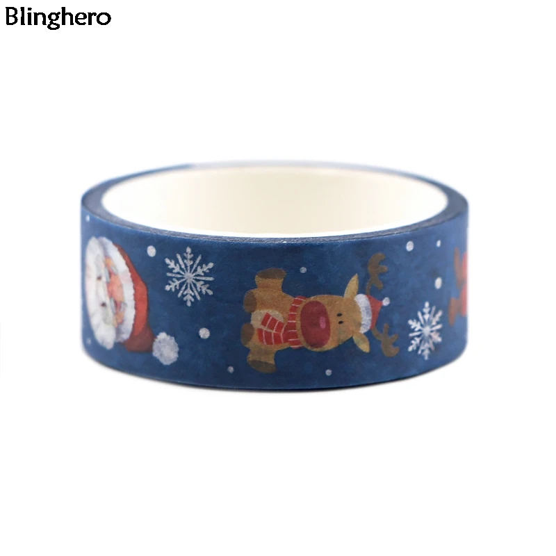 10 шт./компл. Blinghero Рождество 15 мм х 5 м лента Washi мультфильм Санта Клаус малярный скотч Прохладный олень клейкая лента для подарков для Семья BH0401 - Цвет: 1