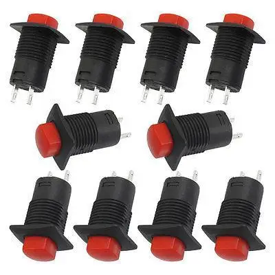 

10 Pcs Red Button Momentary Pushbutton Switch SPST AC 125V/3A 1.5A/250V