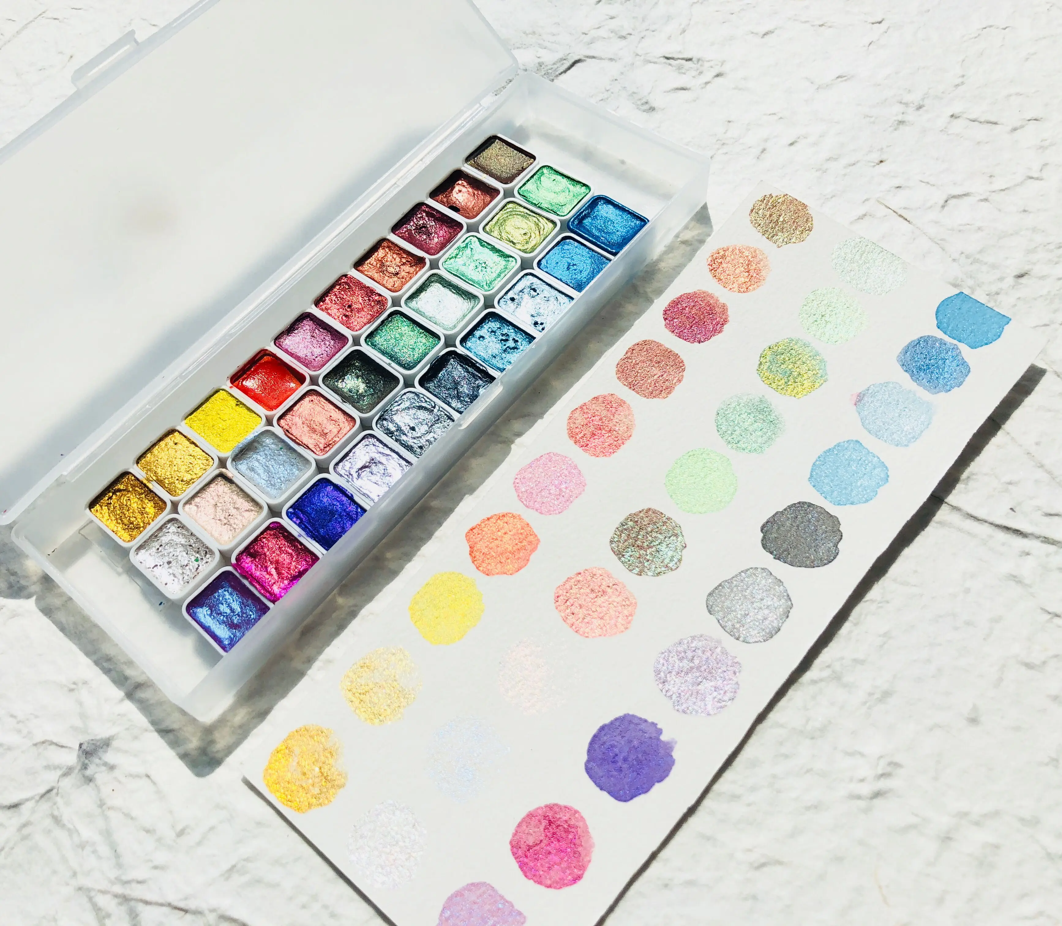 Juego de Acuarelas con perlas metálicas para decoración de uñas, Set de 30 colores, colores sólidos, colores Acuarelas