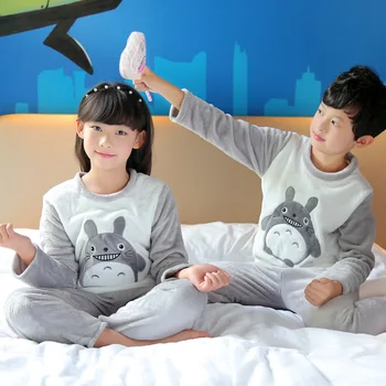 

2018 Spring, Autumn and Winter Flannel CHILDREN'S Pajamas BOY'S Girls zhong da tong Coral Velvet Baby Homewear Set