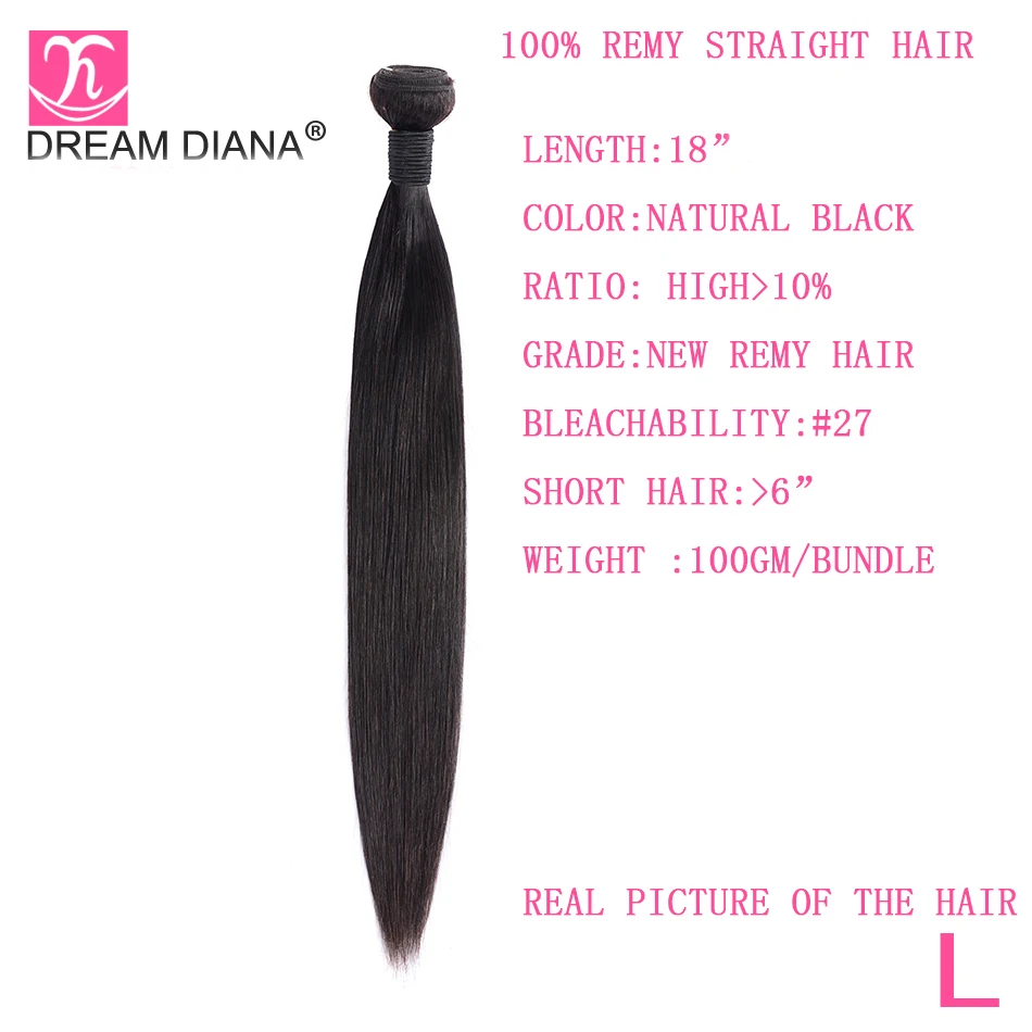 DreamDiana малазийские волосы прямые 4 пучка 8 &quot 30&quot L remy плетение натуральный цвет 100%