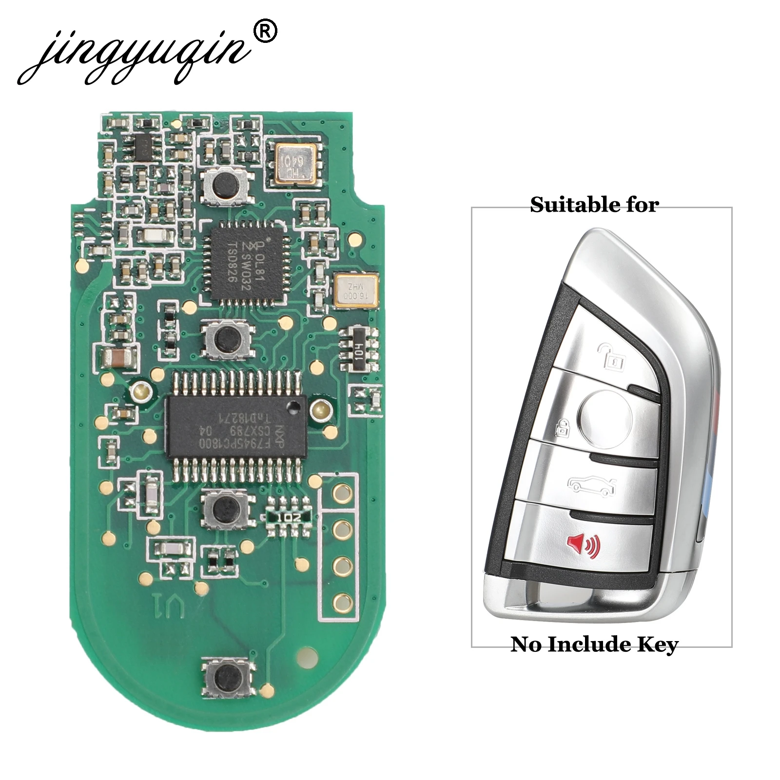 

jingyuqin 4 Button Electronic Board for BMW F Series CAS4+/FEM 2011-2017 Modified Smart Remote Key Fob 315MHz/434MHz/868MHz