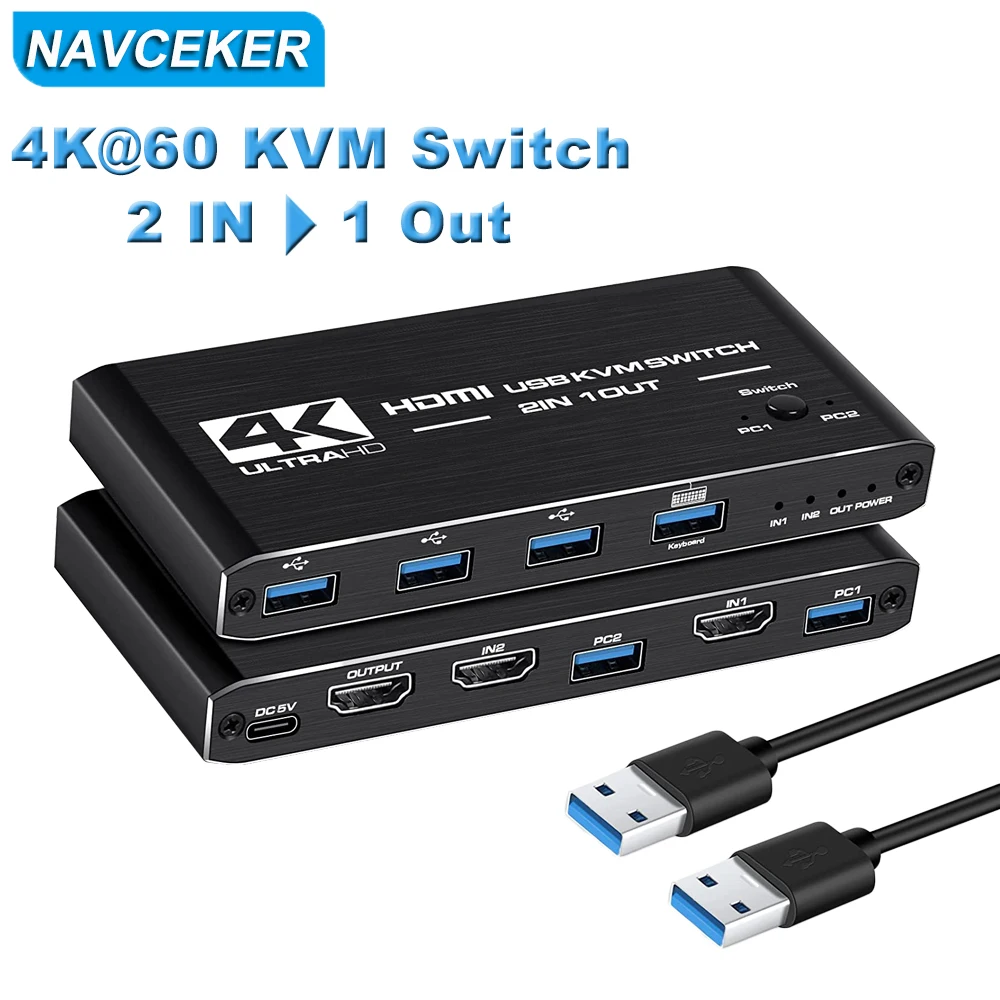 8K HDMI-совместимый сплиттер 4K переключатель KVM USB 2 в 1 для компьютерного монитора