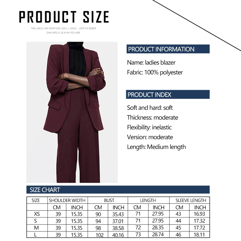 Trollfz 2019 винтажные бордовые плиссированные куртки тонкий женский повседневный костюм блейзеры офисные женские ретро-костюмы Пальто Feminino