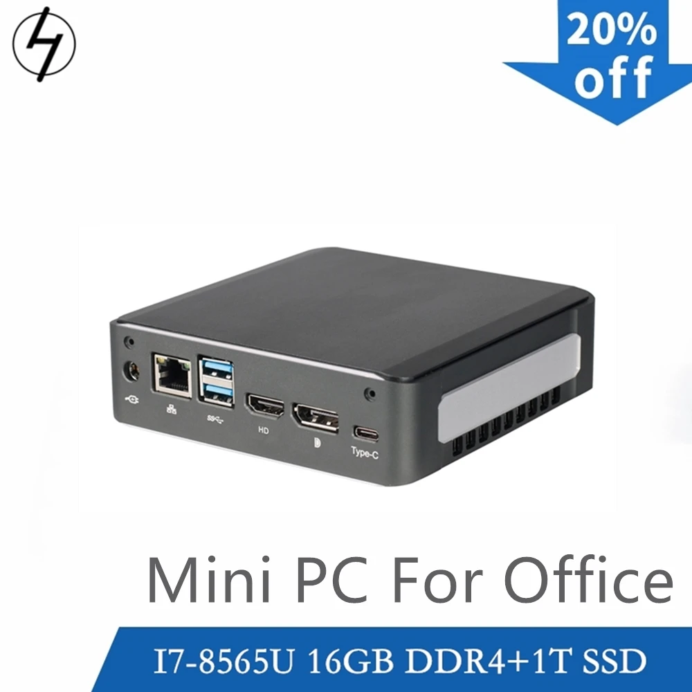 

LHMZNIY 8th Gen Intel I7 8565u 16G RAM DDR4 1T SSD Windows10 mini PC 4K HTPC HDMI VGA USB Bluetooth Dual Band WIFI Computer host