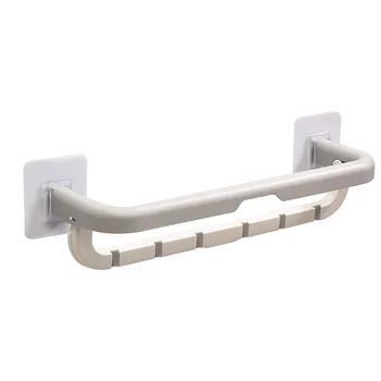 

Wall Mounted Storage Foldable Robes Suction Cup Towel Bar Hanger Home Nordic Style Punch Free Organizer Double Rack Bathroom
