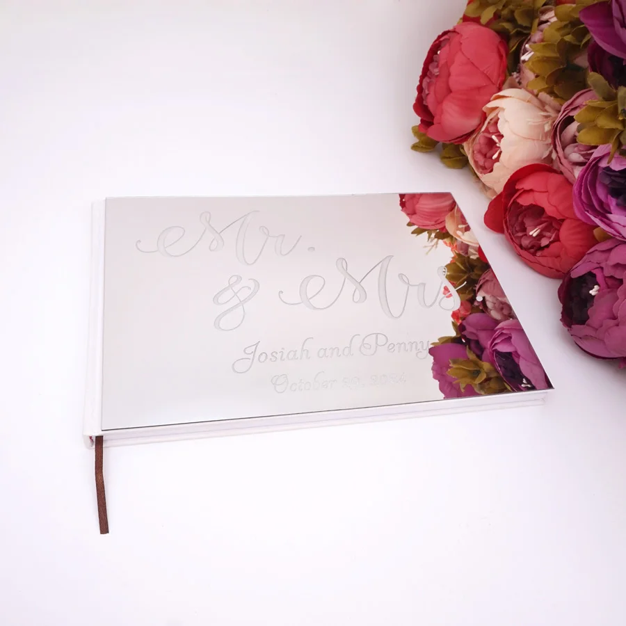 25x18cm Personalized Wedding Party Horizontal Mr&Mrs Signature Acrylic Mirror Guestbook Party Favors Bride Gifts