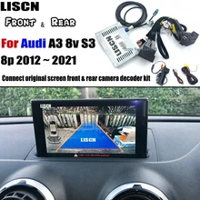 Invertendo a câmera para audi a3 8v s3 8p 2012 2021 adaptador de interface de câmera de backup frontal câmera traseira display melhorar decodificador