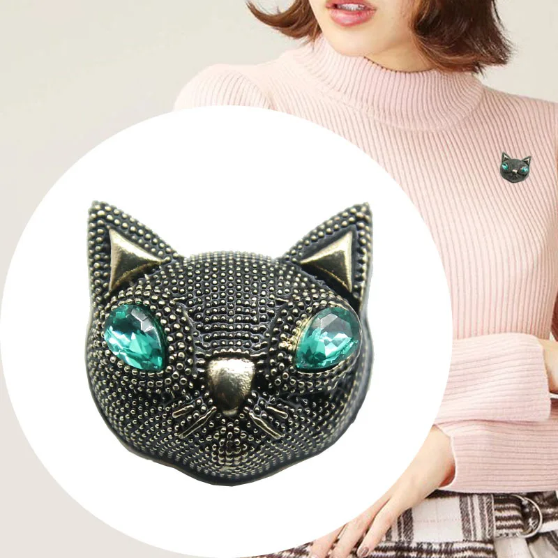 KingDeng Cat Броши Мода Ретро Леопард Горный Хрусталь Брошь Эмаль Pin Ювелирные Изделия