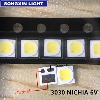 

100PCS LED Backlight High Power LED 1.6W 3030 6V Cool white 100-130LM TV Application 3030M-W3SP For AOT/ NICHIA