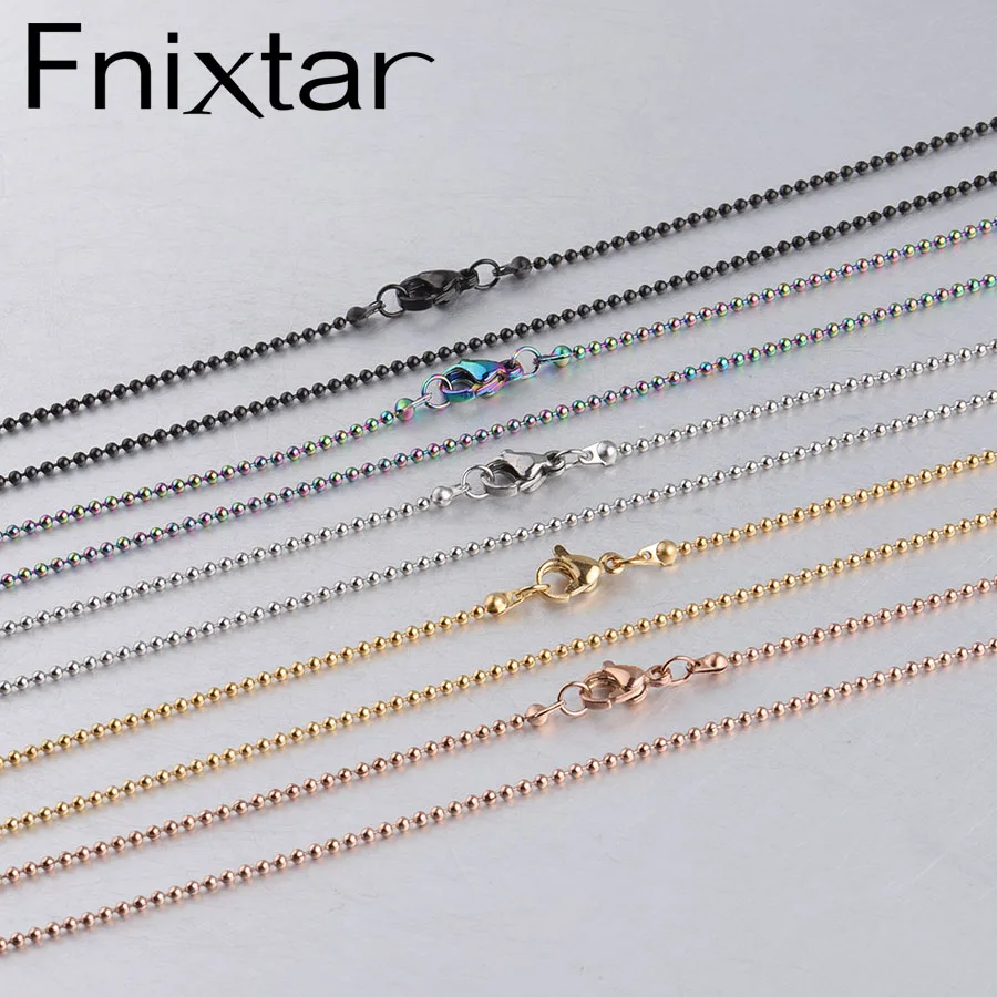 Fnixar толщина 1,5 мм Ожерелье из шариков с застежкой омар из нержавеющей стали Сделай Сам ожерелье 1" 45 см 10 шт./лот