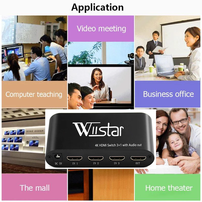 Wiistar HDMI цифровой аудио декодер HDMI в HDMI/VGA/SPDIF/5,1 объемный звук конвертер адаптер