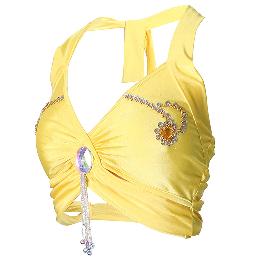 Цвет: желтый Halter Bra Top Belly Dance Festival Clubbing Costume Tribal Bra Top - Цвет: Цвет: желтый