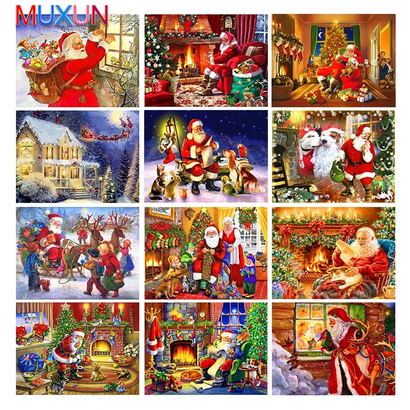 

Full Square Diy 5D Diamond Painting Cute Santa Claus Diamond Embroidery Mosaic Picture Of Rhinestones Home Decor Christmas Gift