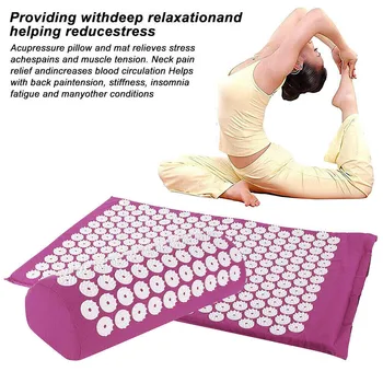

Yoga Massage Mat Acupressure Massager Natural Linen Acupuncture Mats Pillow Back Reflexology Trigger Point Massage Stress Relief