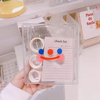 

1pc New Smiley Transparent PVC File Folder Document Filing Bag Stationery Bag for student kids pencil case box