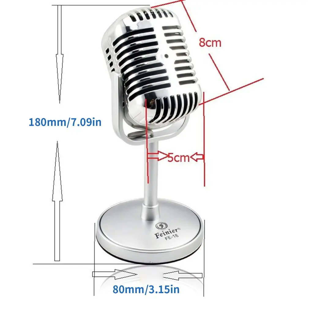 Винтажный Стильный Микрофон Студийный Проводной Классический ретро конденсаторный микрофон с подставкой Профессиональный KTV MIC