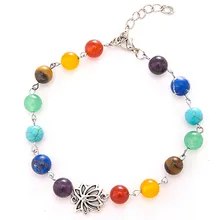 1 шт Лотос Шарм Кулон Йога чакра браслеты ножной браслет для женщин чакра Молитва Мала бусины браслет ноги ювелирные изделия