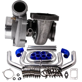 

T3 Flange 4 Bolts GT3582 GT35 A/R .70 Turbo charger + 2.5" Intercooler Pipe Kit Aluminum For Nissan R32 R33 R34 RB25 RB30