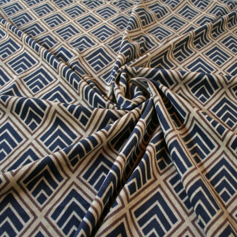 Половина метра ретро геометрический принт хлопок вельвет ткань для осень зима пальто платье одежда материал T940