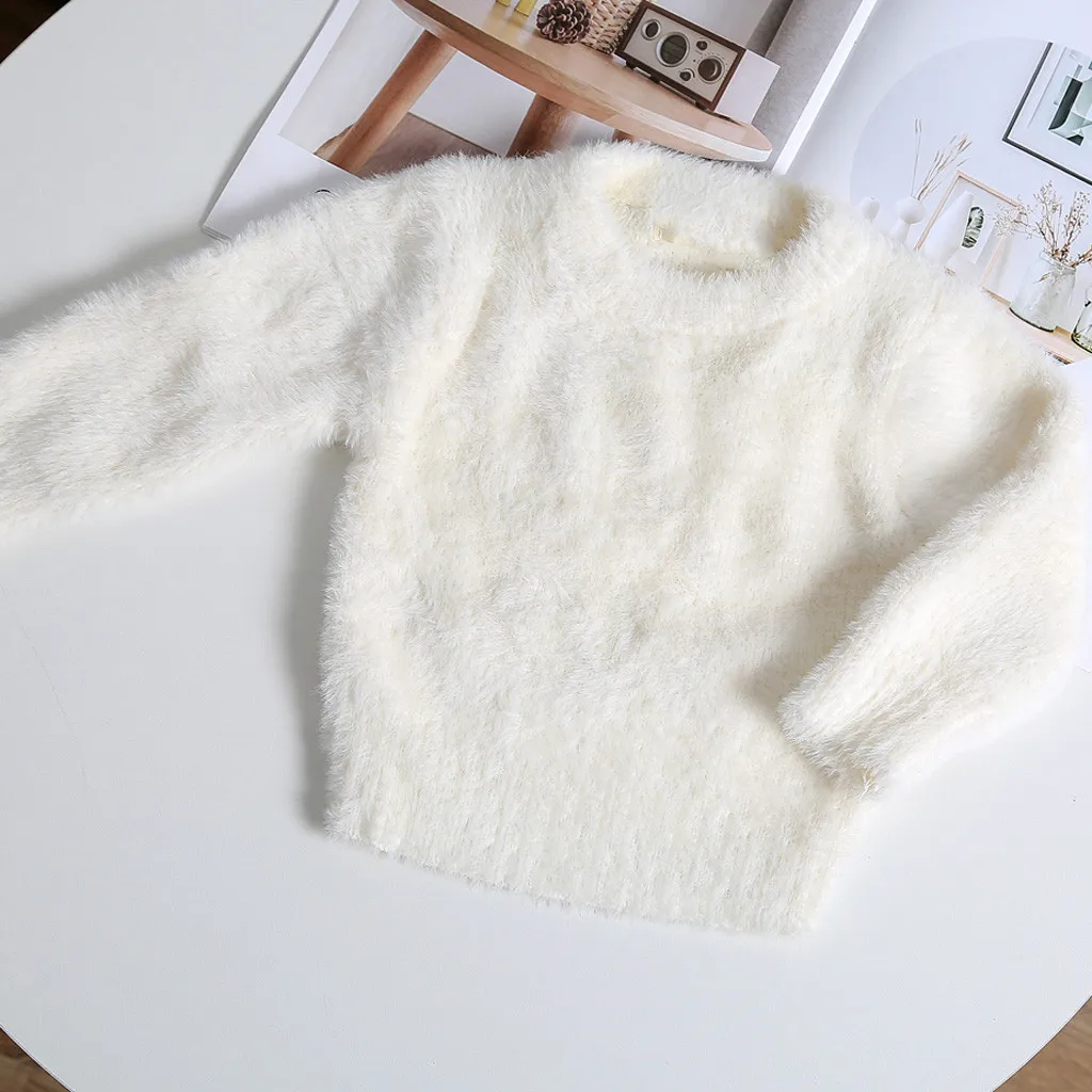 Детские однотонные Топы; толстый плюшевый пуловер; сезон осень-зима; мягкий теплый пуловер с длинными рукавами для маленьких мальчиков и девочек; топы для детей; одежда