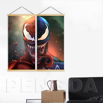 

Wall Art Nordic Poster Home Decor 2 Piece Modern Movie Venom Print Wooden Scroll Hanging Painting Canvas Picture For Living Room