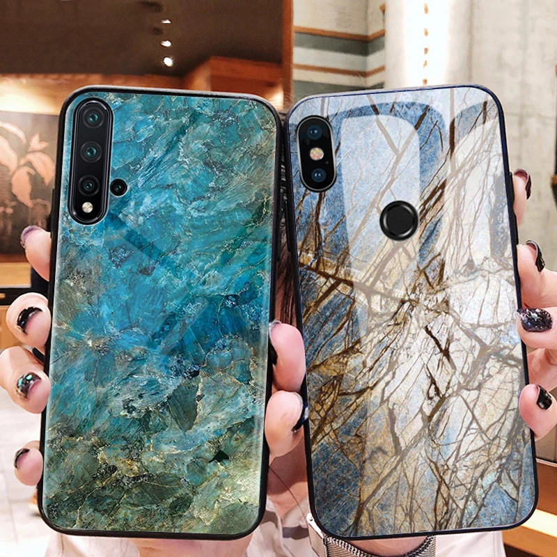 Мраморный стеклянный чехол для телефона Huawei P30 P20 Pro Mate 10 Lite Nova 2i 3 3i Honor 9 20 20S 8X 9X P Smart