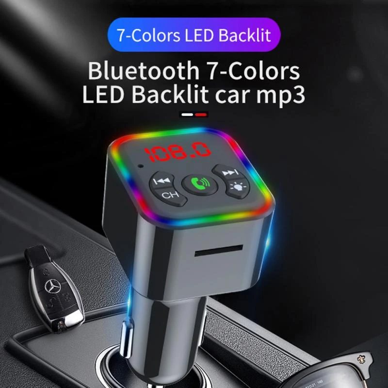 Bluetooth Mp3 para coche, luz de tarjeta TF, disco U, Compatible con reproductor Mp3, transmisor Fm, encendedor de cigarrillos, cargador de coche|Encendedor| - AliExpress