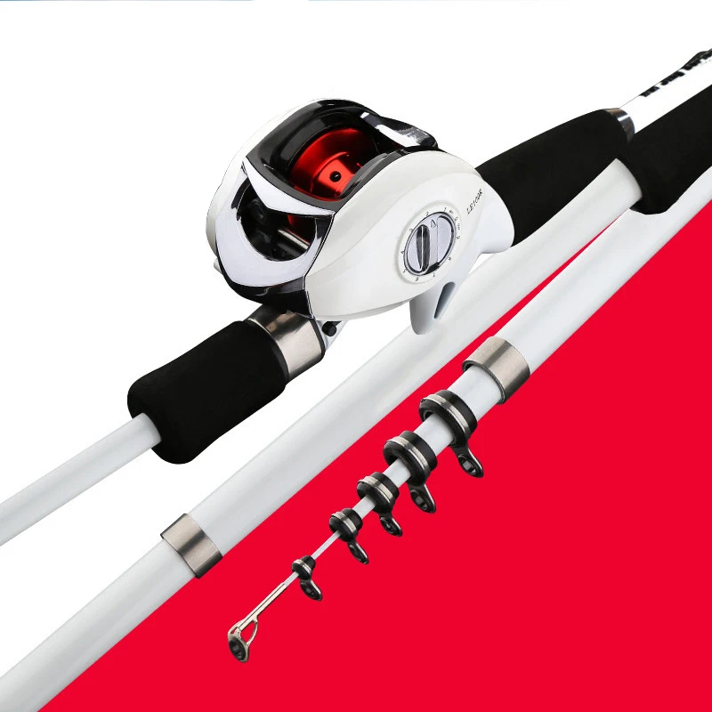 

Carbon Fiber Lure Fishing Rod with Low-Profile Reel Telescopic Sea Lake Fishing Pole Set ASD88