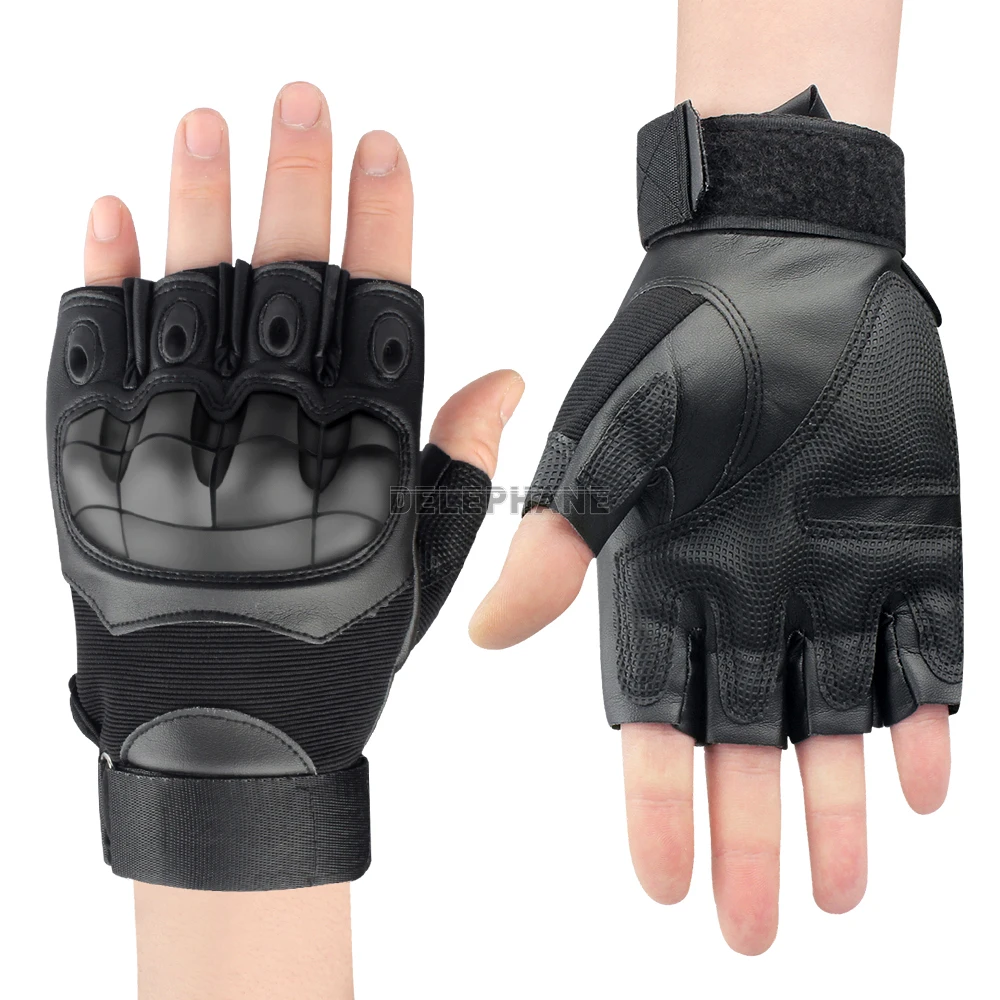 tactical fingerless leather gloves