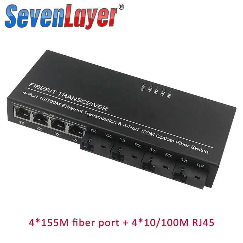 Ethernet волоконный коммутатор 4 RJ45 SC оптический медиа конвертер одномодовый порт
