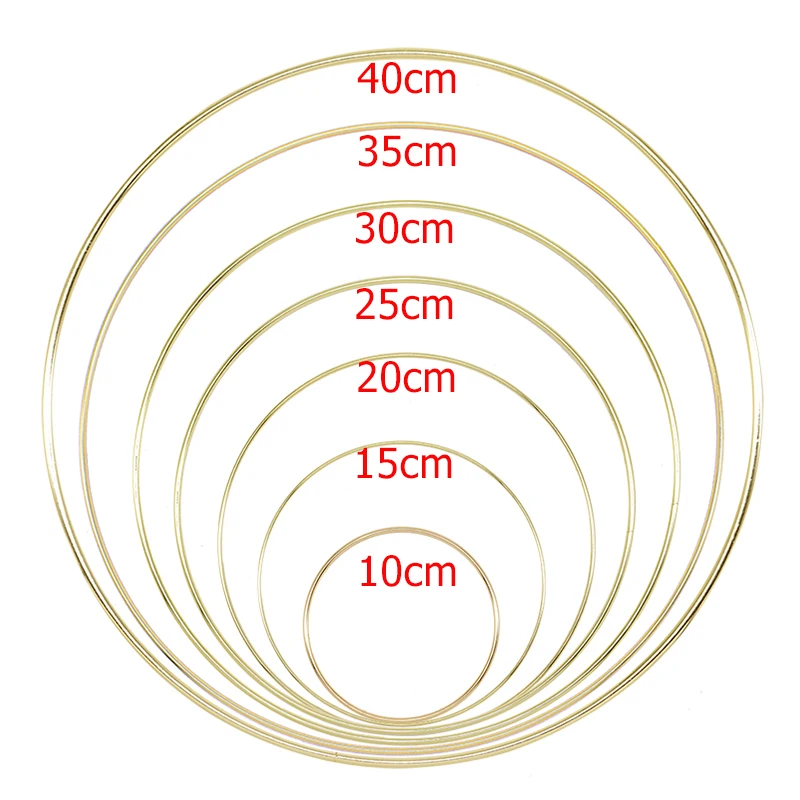 цена 10-40cm Gold Metal Ring Hoops DIY Craft Wind Chimes Accessories Hanging Decorations for Wedding Decoration Handmade Home Decor