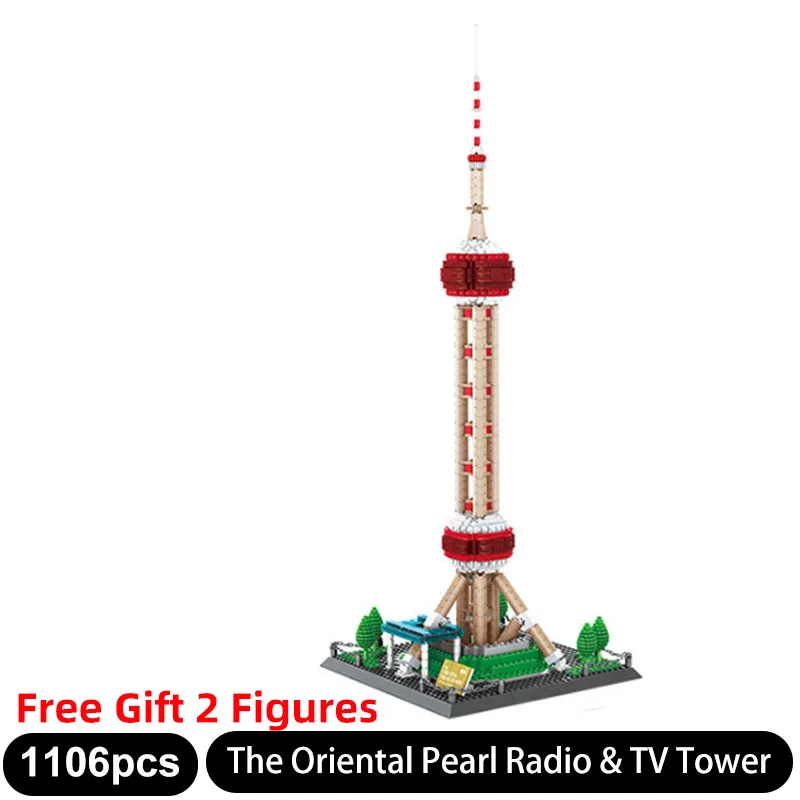 

5224 1106PCS World Famous Architecture Building Blocks The Oriental Pearl Radio & TV Tower 3D Model Bricks Children Toy Gifts
