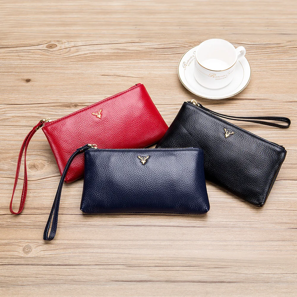 

2019 New Style Simple Versatile Zipper Carrying Wallet First Layer Leather Phone Bag Grocery Shopping Bag Small Carrying Bag Man