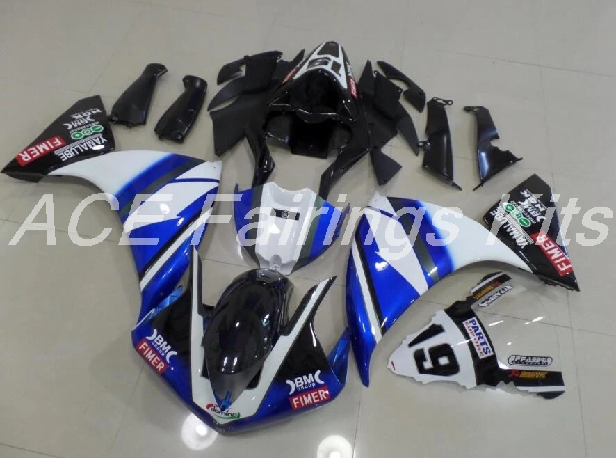 Обтекатели для Yamaha YZF1000 R1 12 13 14 2012 2013 впрыск АБС пластмасса комплекты мотоциклетных обтекателей кузов синего и белого цвета