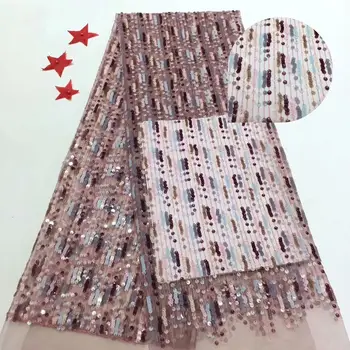 

unique style African sequins lace French net lace fabric for bling bling party dress FFD1010