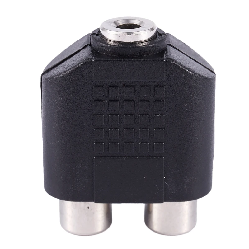 

3.5mm Female Socket to Dual Female RCA Jack AV Adapter Splitter Black