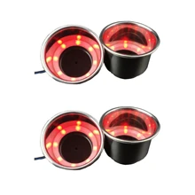 

4 Pcs Stainless Steel Cup Drink Holder Red LED Built-in For Marine Boat Truck RV