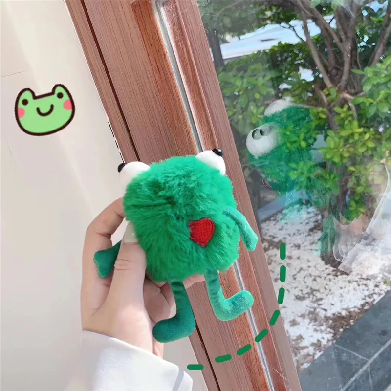 Новые Мультяшные милые плюшевые игрушки Лягушка принц с короной корпусы гарнитурные для Apple Airpods 1/2 забавные фланелевые защитные наушники крышка