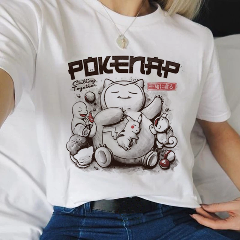 Женская футболка в стиле Харадзюку «Покемон го каваи Пикачу», Ullzang, забавная футболка в стиле аниме, 90 s, милая футболка с героями мультфильмов, корейский стиль, женская футболка