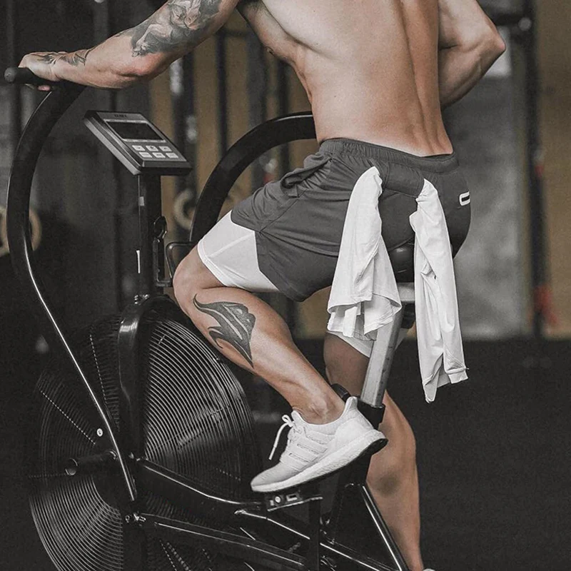 Горячие мужские спортивные шорты быстросохнущие со встроенным карманом подкладка для лета бега A66