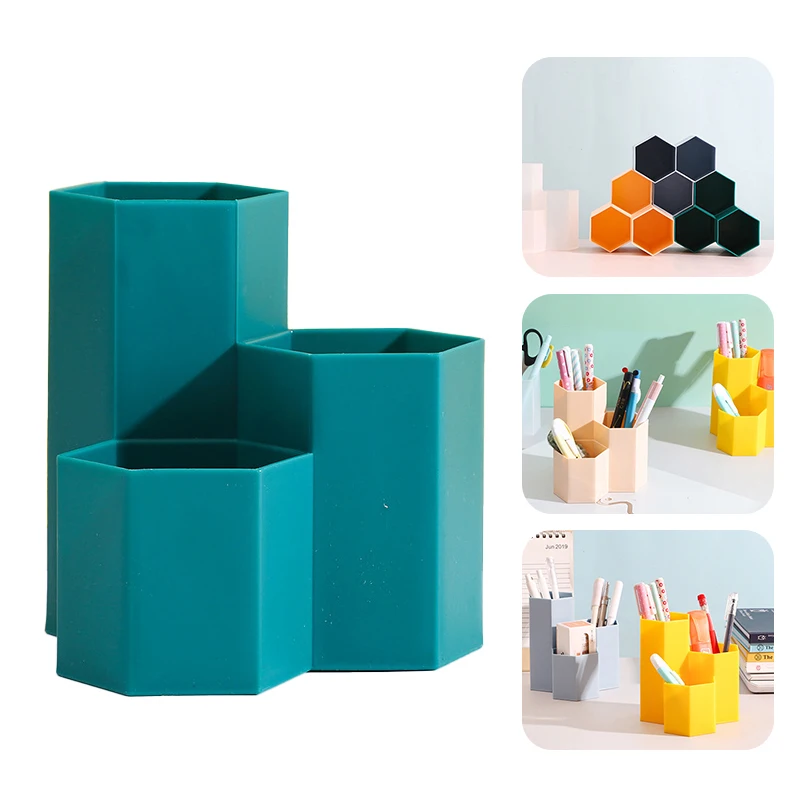 

3 Grid Cosmetic Brush Holder Makeup Brush Storage Box Desktop Storage Box Cosmetic Organizer Pen Holder Case